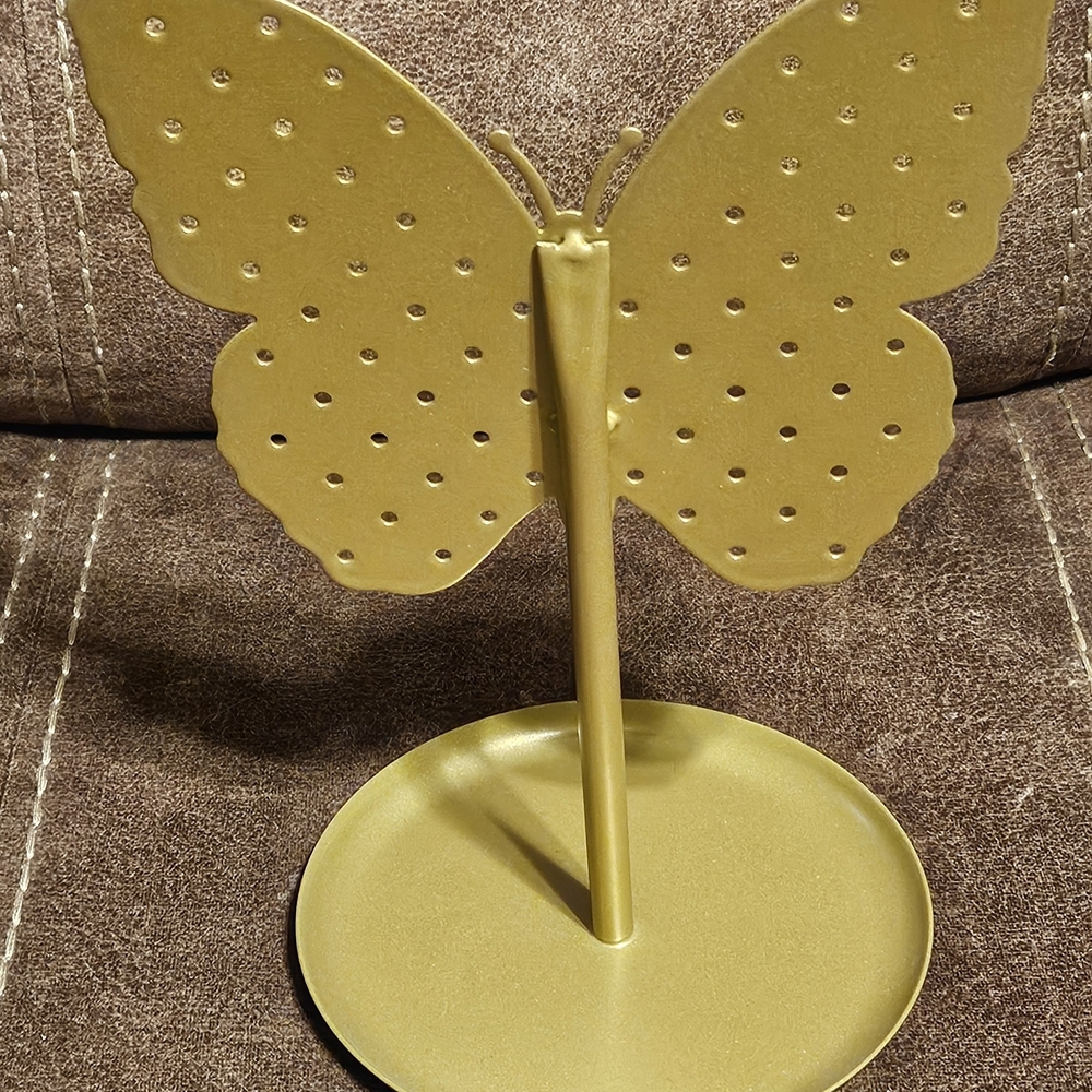 Metal Gold Butterfly Jewelry Stand